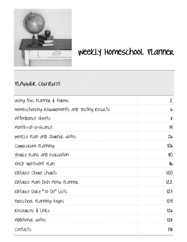 Weekly Homeschool Planner