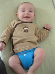 Baby in Blue Cloth Diaper @DinkerGiggles #clothdiapers Baby in Blue Cloth Diaper @DinkerGiggles #clothdiapers